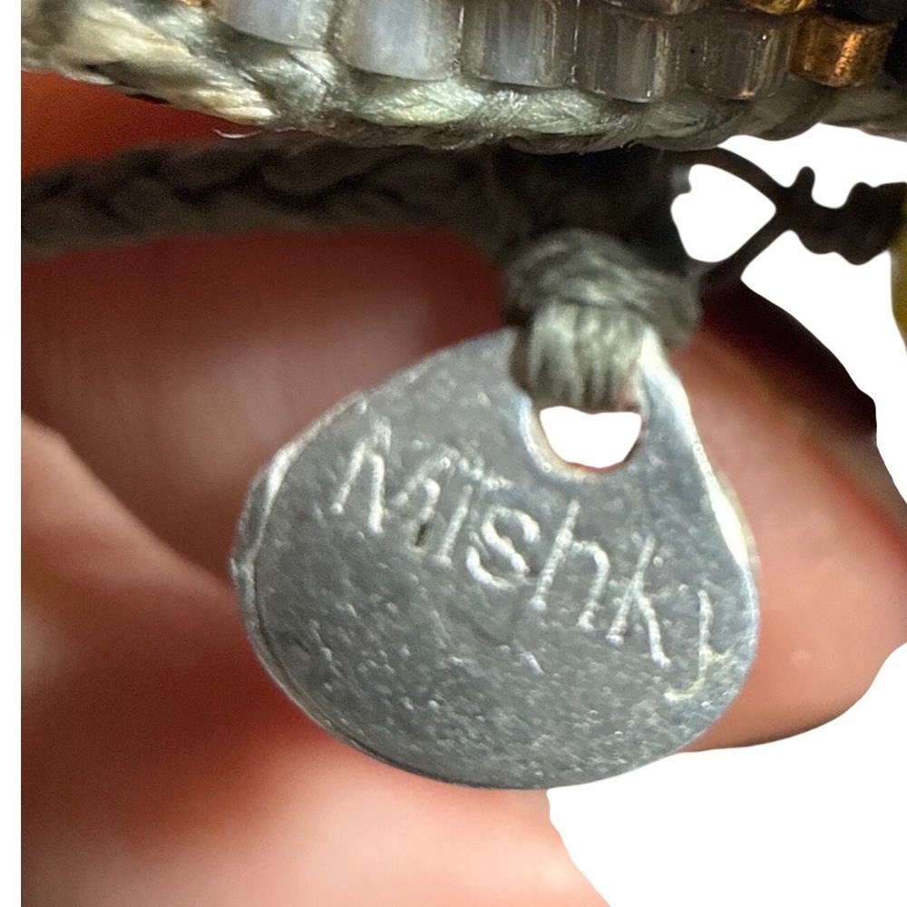 Mishky Woven Beaded Bracelet Gold Black White Adjustable Boho Artisan‎ - Picture 3 of 6
